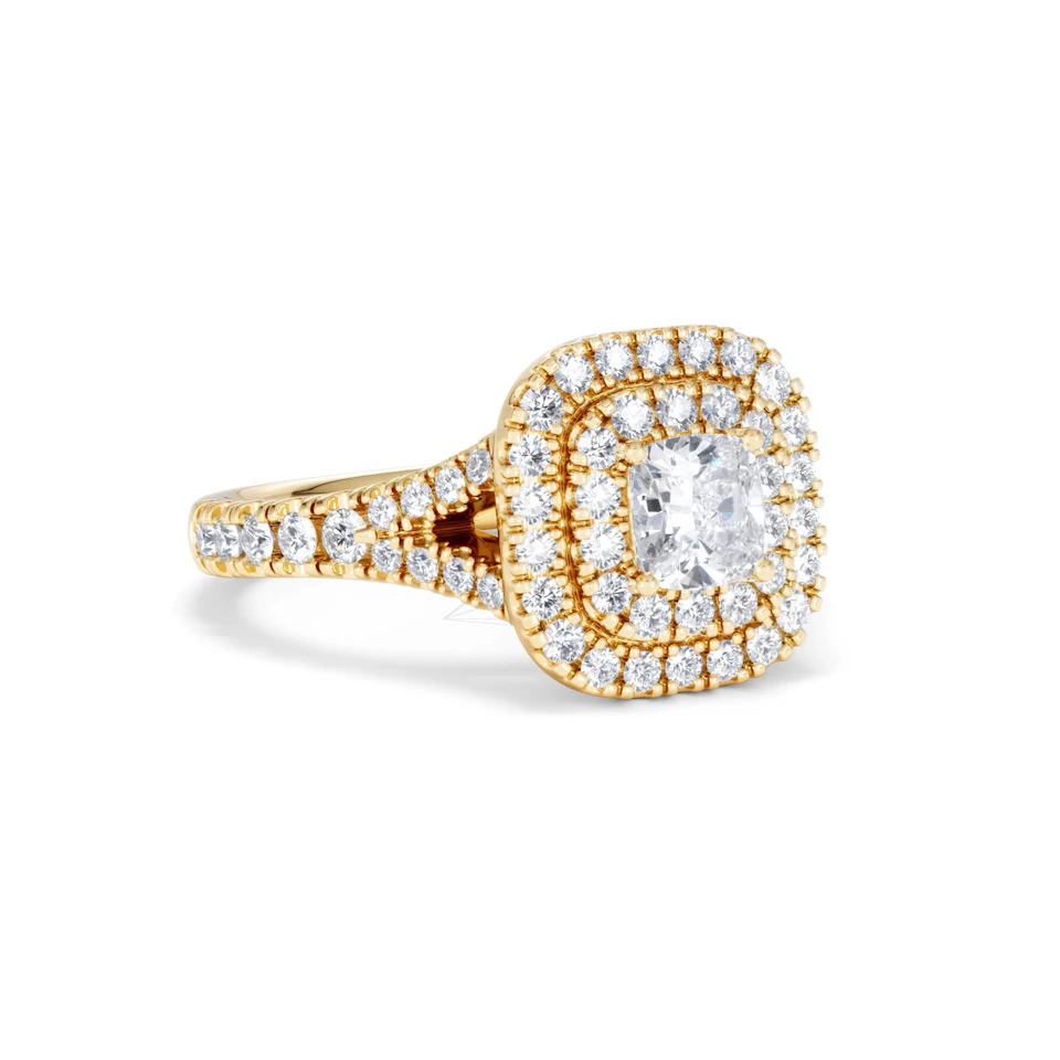 Anastasia Diamond Halo Engagement Ring in 18K Gold 1.30ct G/VS2