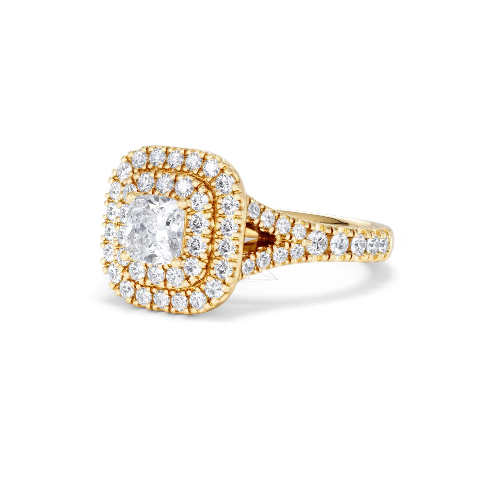 Anastasia Diamond Halo Engagement Ring in 18K Gold 1.30ct G/VS2