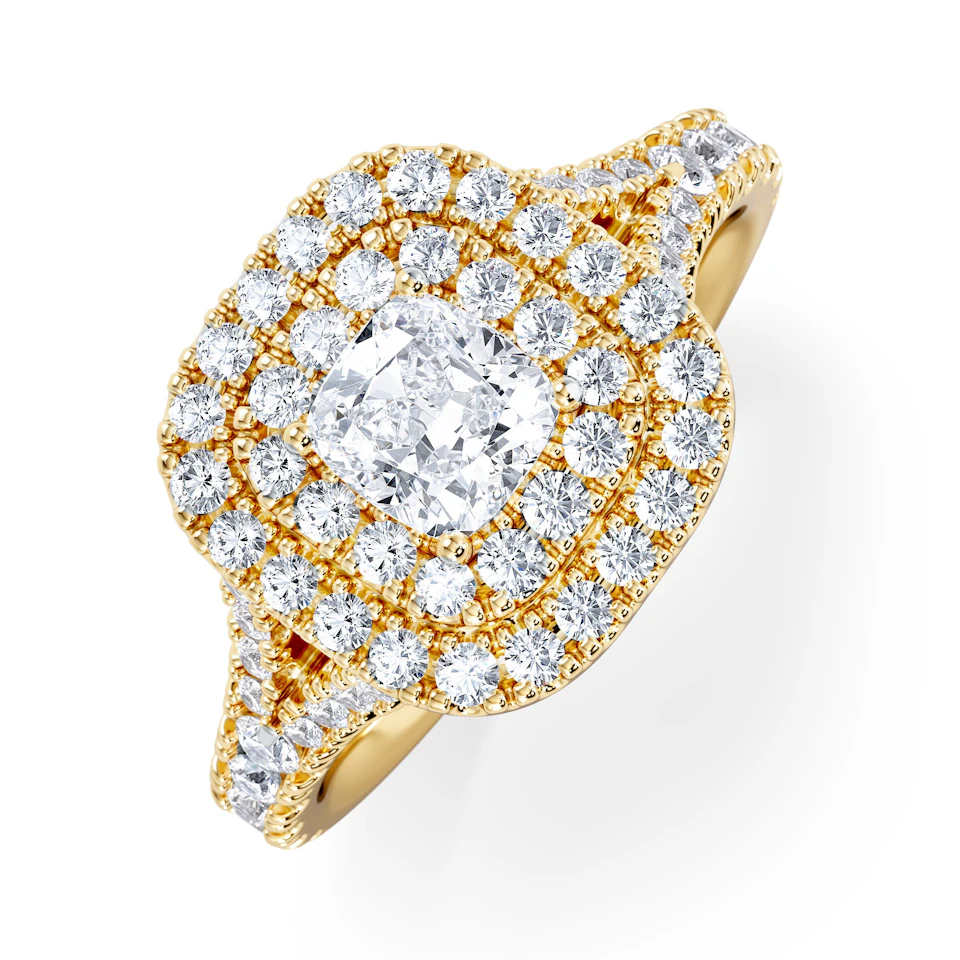 Anastasia Diamond Halo Engagement Ring in 18K Gold 1.30ct G/SI2