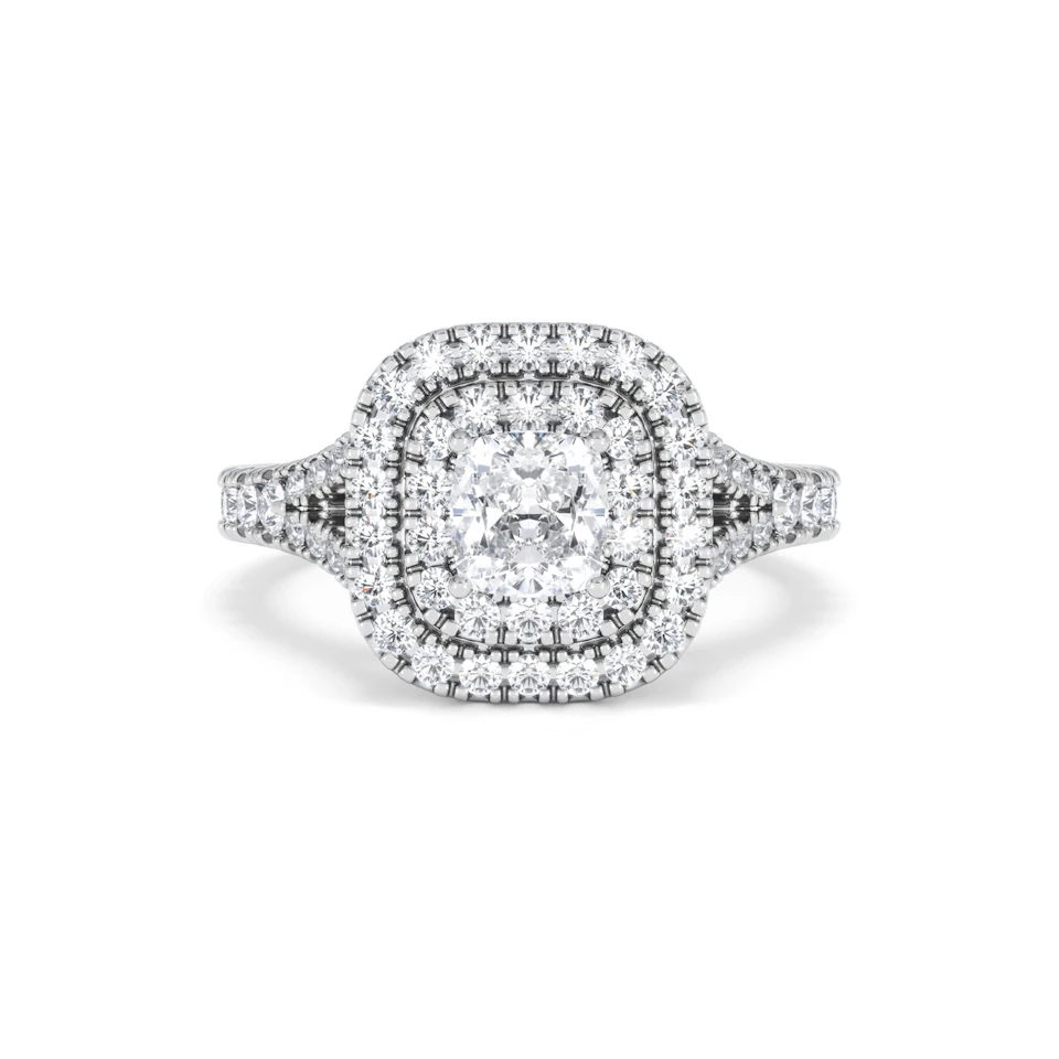 Anastasia GIA Diamond Halo Engagement Ring in Platinum 1.45ct G/VS2