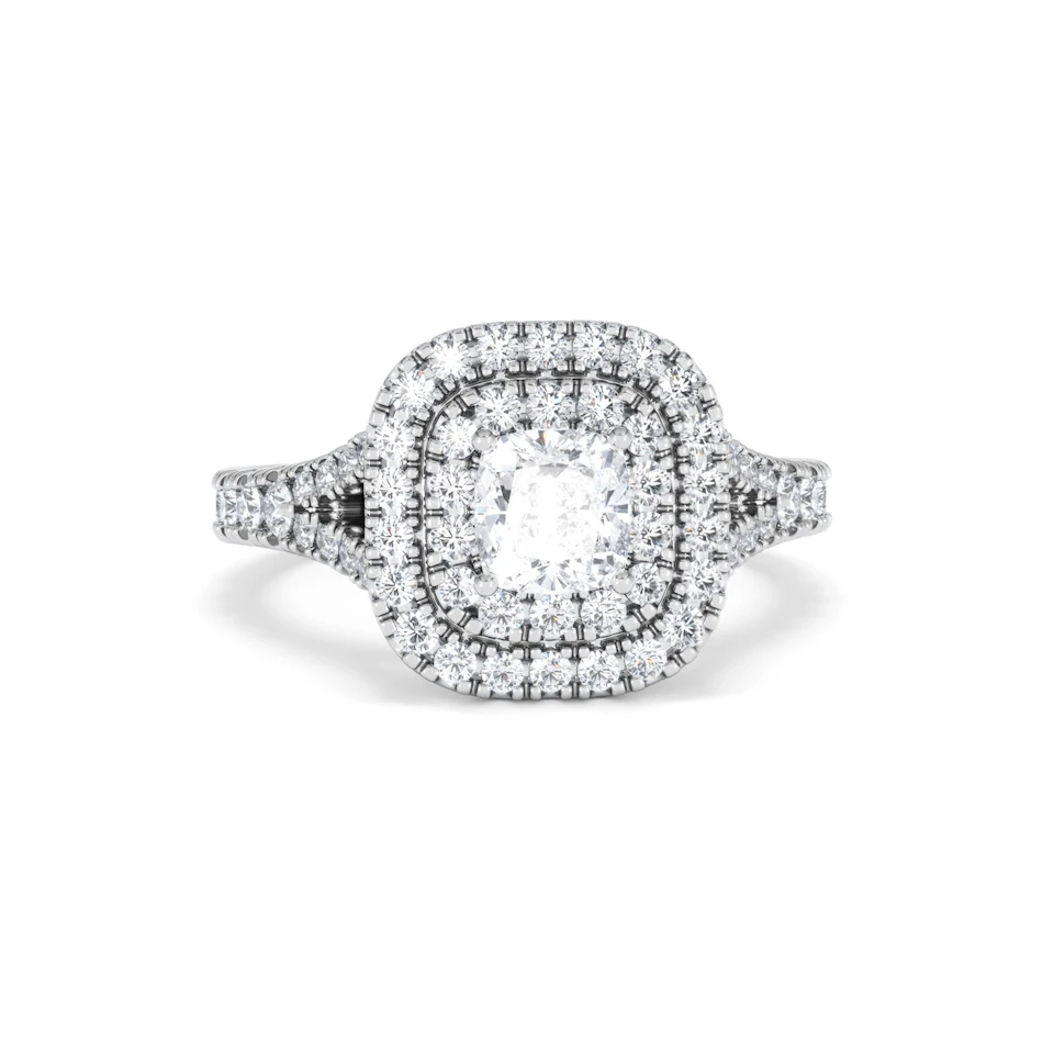 Anastasia GIA Diamond Halo Engagement Ring in Platinum 1.45ct G/VS2