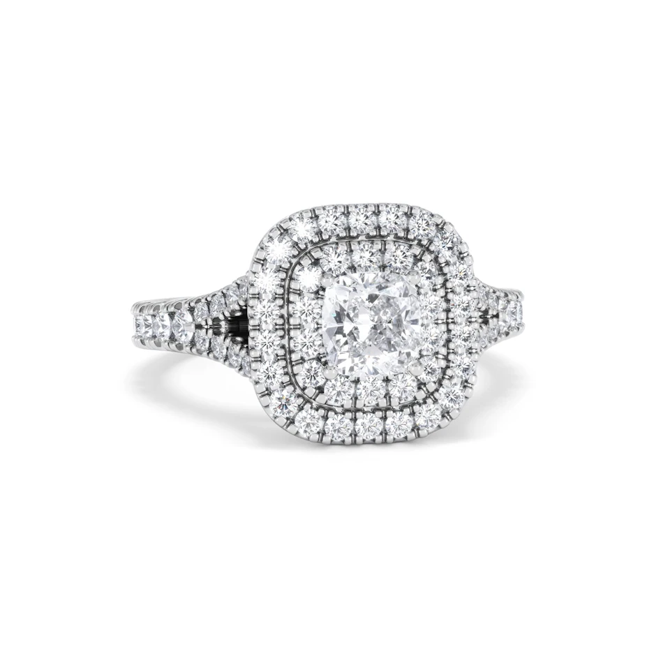 Anastasia GIA Diamond Halo Engagement Ring in Platinum 1.45ct G/VS2