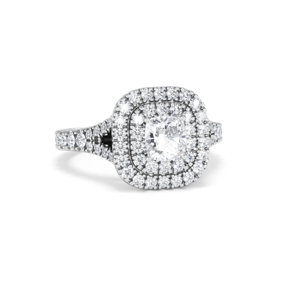 Anastasia GIA Diamond Halo Engagement Ring in Platinum 1.45ct G/VS2