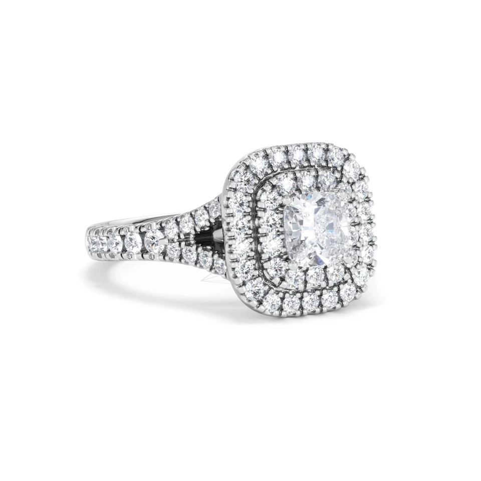 Anastasia GIA Diamond Halo Engagement Ring in Platinum 1.45ct G/VS2