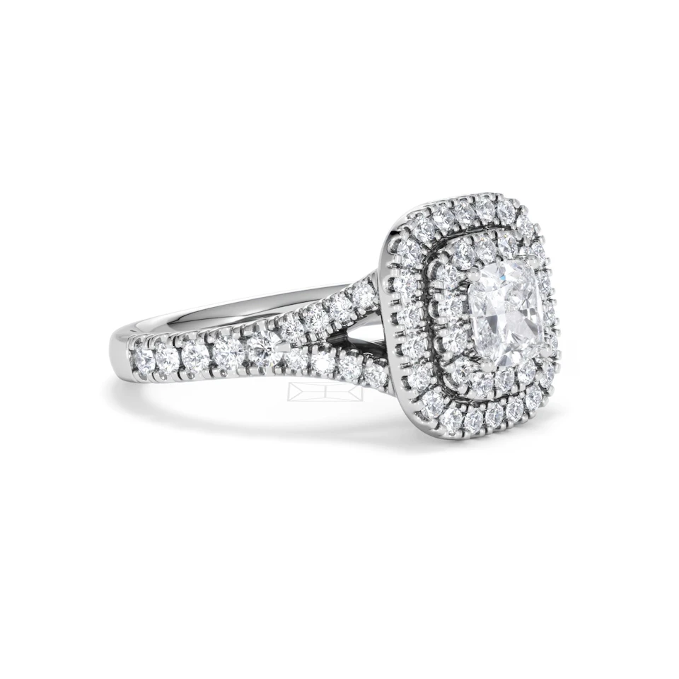 Anastasia GIA Diamond Halo Engagement Ring in Platinum 1.45ct G/VS2