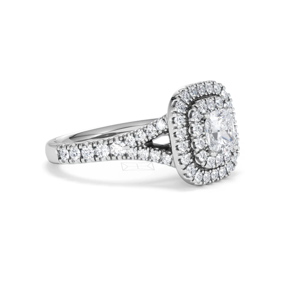 Anastasia GIA Diamond Halo Engagement Ring in Platinum 1.45ct G/VS2