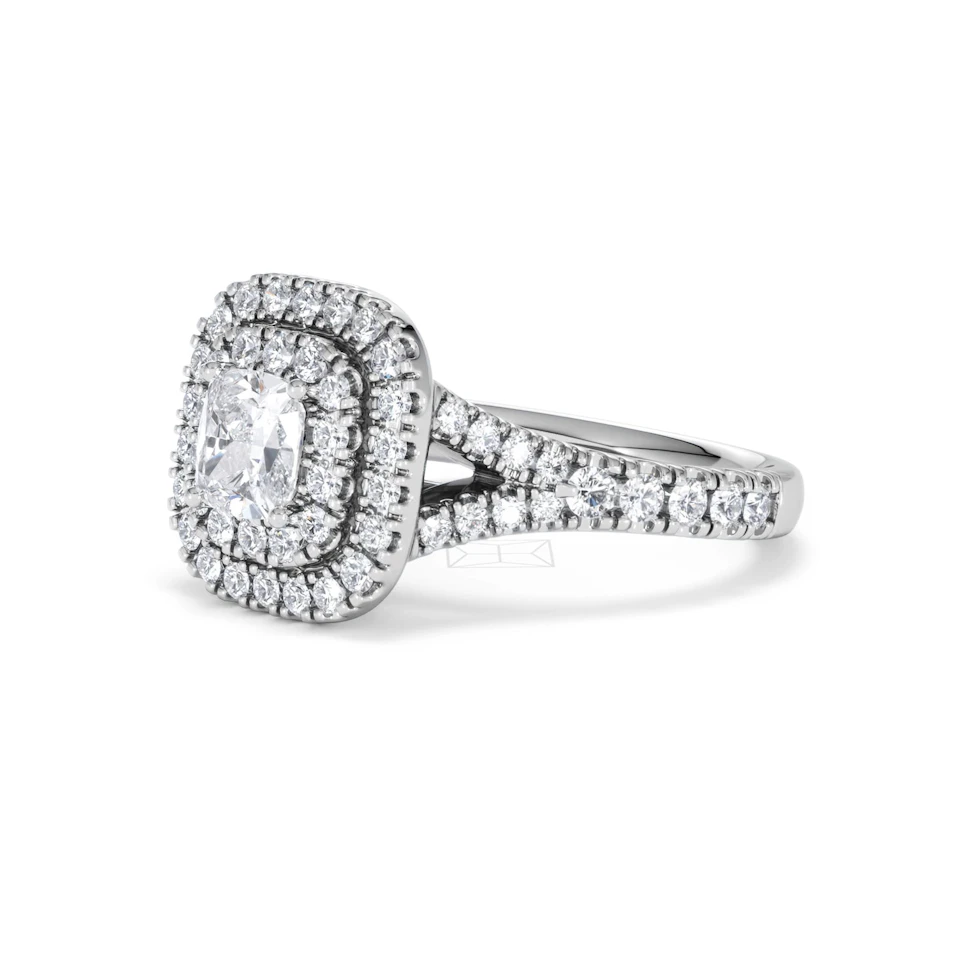 Anastasia GIA Diamond Halo Engagement Ring in Platinum 1.45ct G/VS2