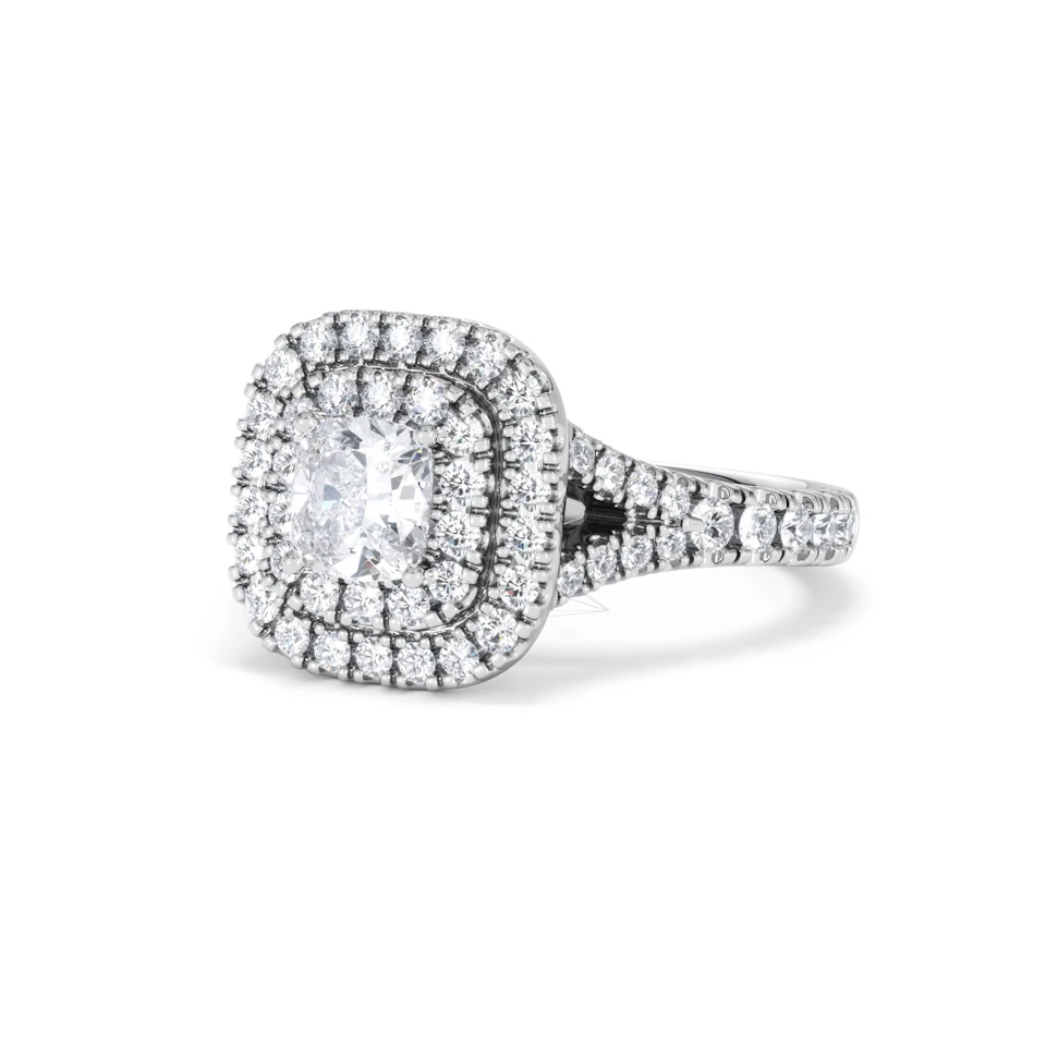 Anastasia GIA Diamond Halo Engagement Ring in Platinum 1.45ct G/VS2