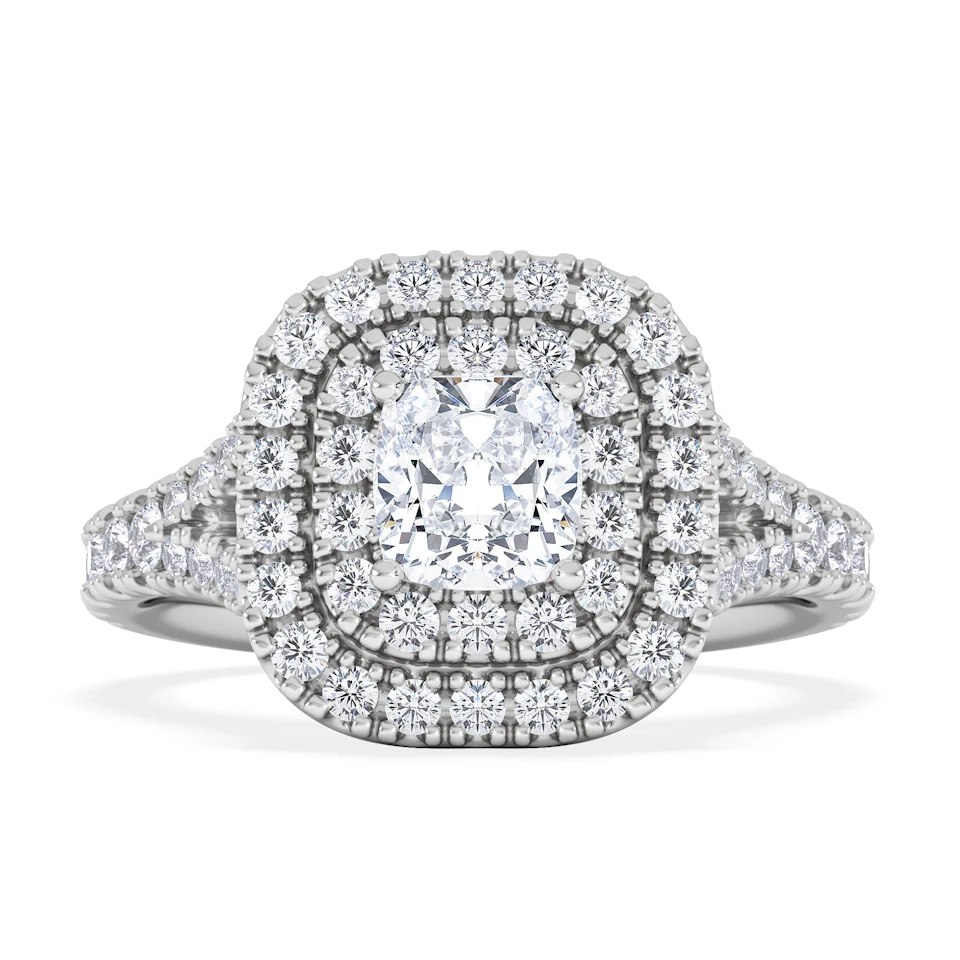 Anastasia GIA Diamond Halo Engagement Ring in Platinum 1.45ct G/VS2