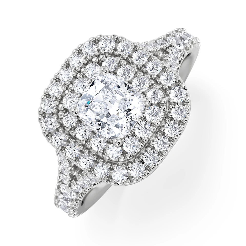 Anastasia GIA Diamond Halo Engagement Ring in Platinum 1.45ct G/VS2
