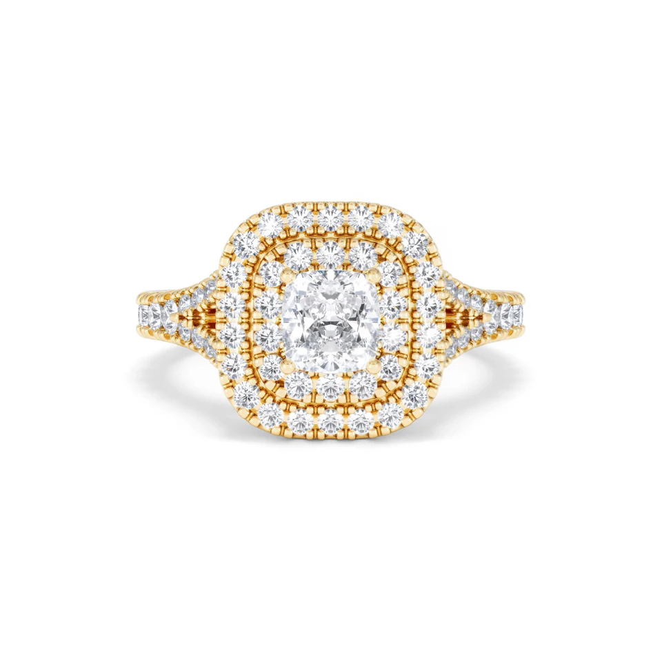 Anastasia GIA Diamond Halo Engagement Ring in 18K Gold 1.45ct G/SI2