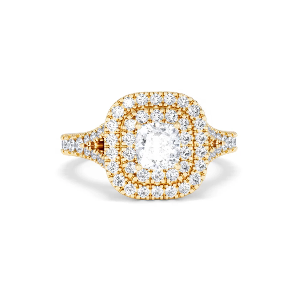Anastasia GIA Diamond Halo Engagement Ring in 18K Gold 1.45ct G/SI2