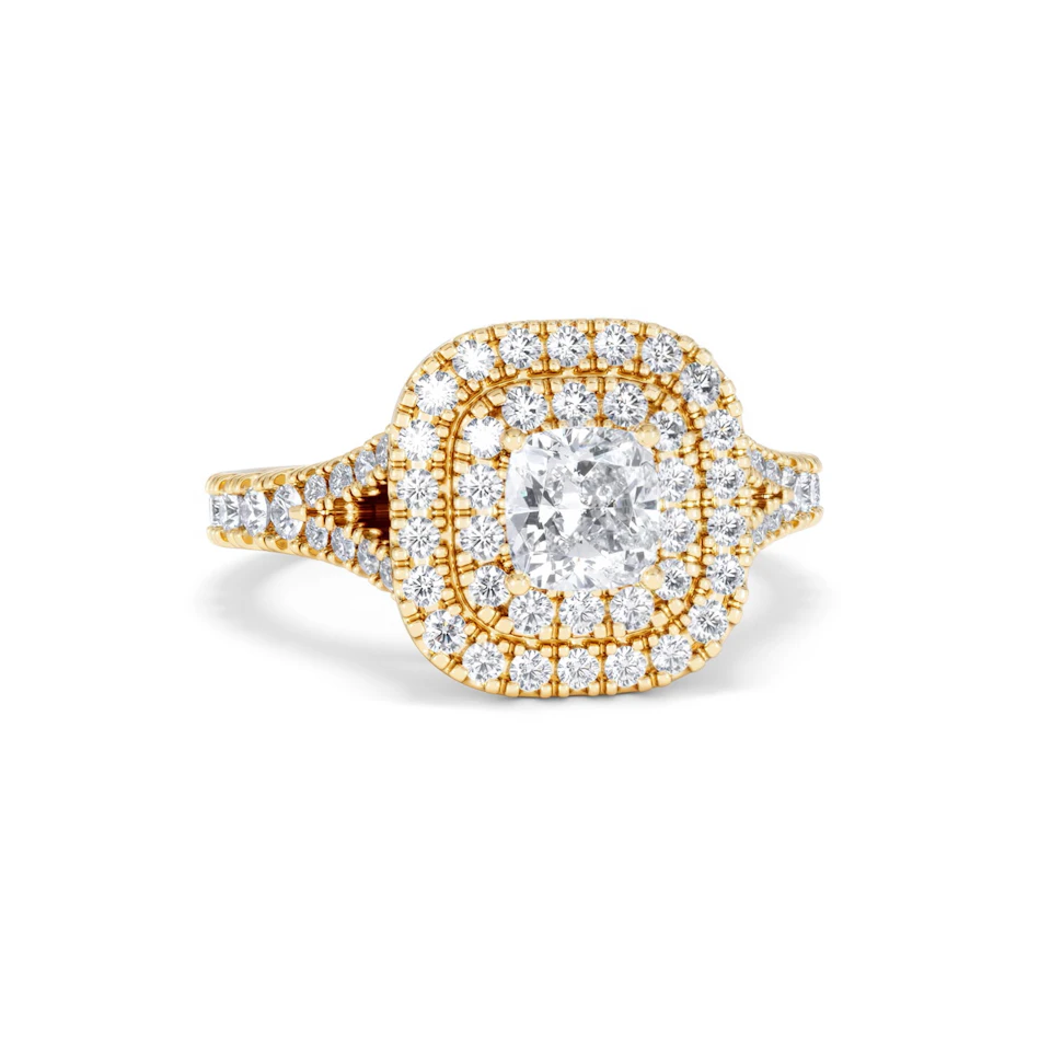 Anastasia GIA Diamond Halo Engagement Ring in 18K Gold 1.45ct G/SI2