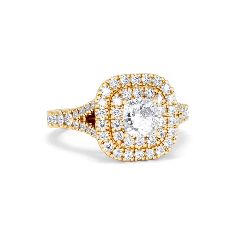 Anastasia GIA Diamond Halo Engagement Ring in 18K Gold 1.45ct G/SI2
