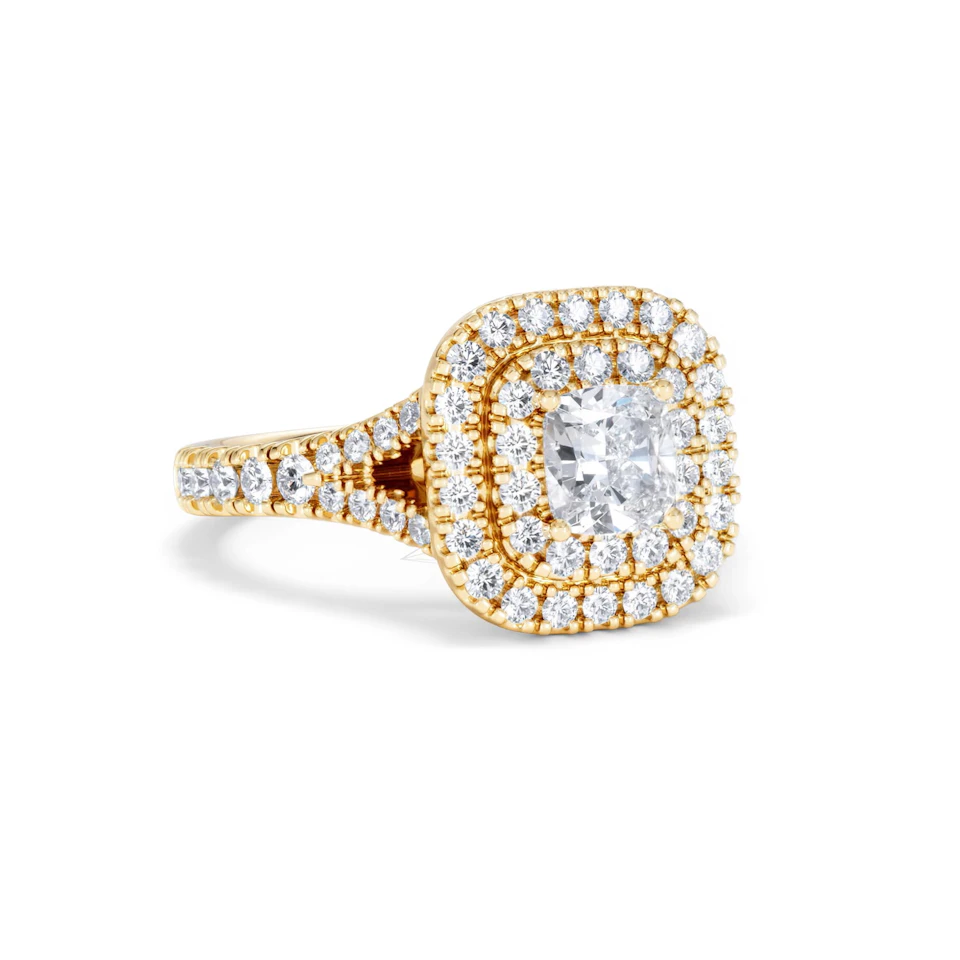 Anastasia GIA Diamond Halo Engagement Ring in 18K Gold 1.45ct G/SI2