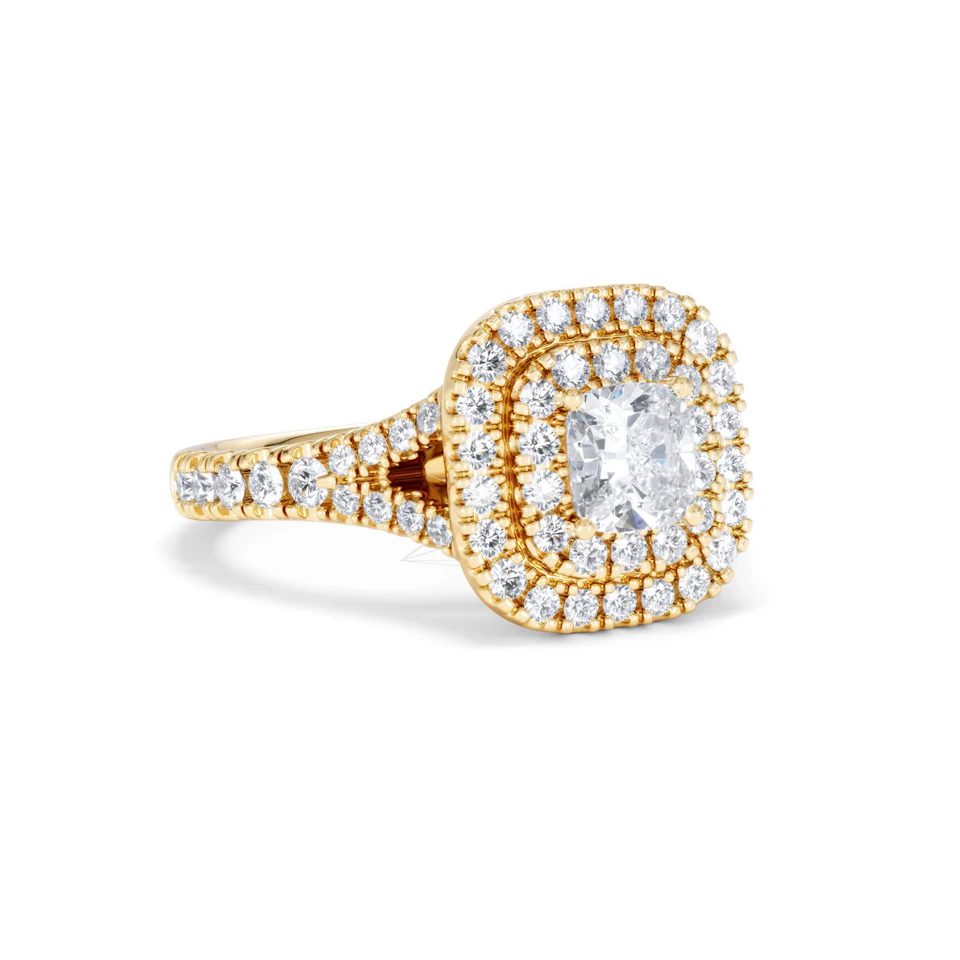 Anastasia GIA Diamond Halo Engagement Ring in 18K Gold 1.45ct G/SI2