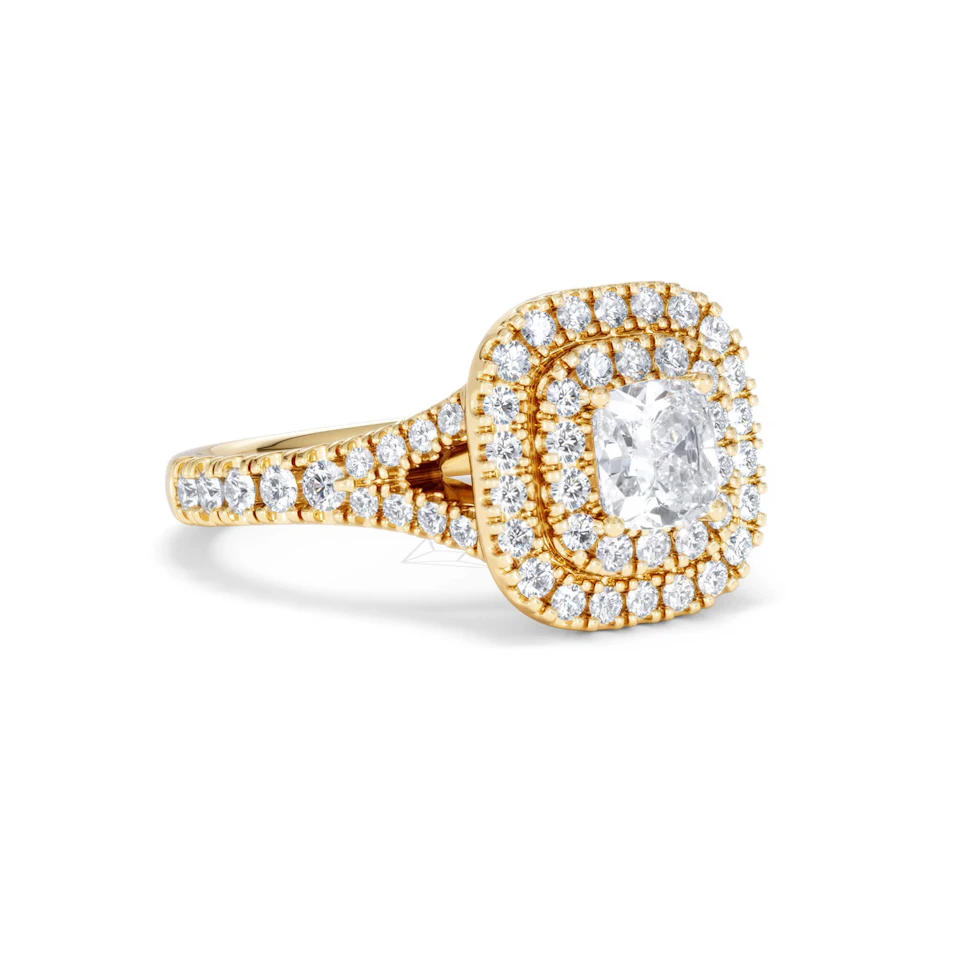 Anastasia GIA Diamond Halo Engagement Ring in 18K Gold 1.45ct G/SI2