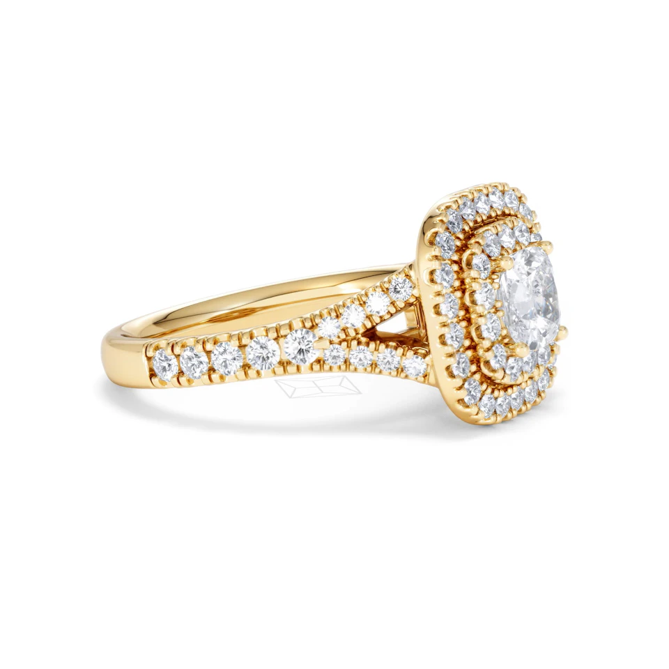 Anastasia GIA Diamond Halo Engagement Ring in 18K Gold 1.45ct G/SI2