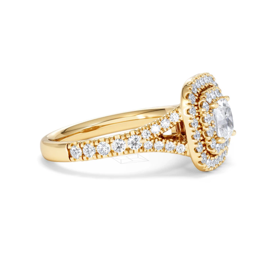 Anastasia GIA Diamond Halo Engagement Ring in 18K Gold 1.45ct G/SI2