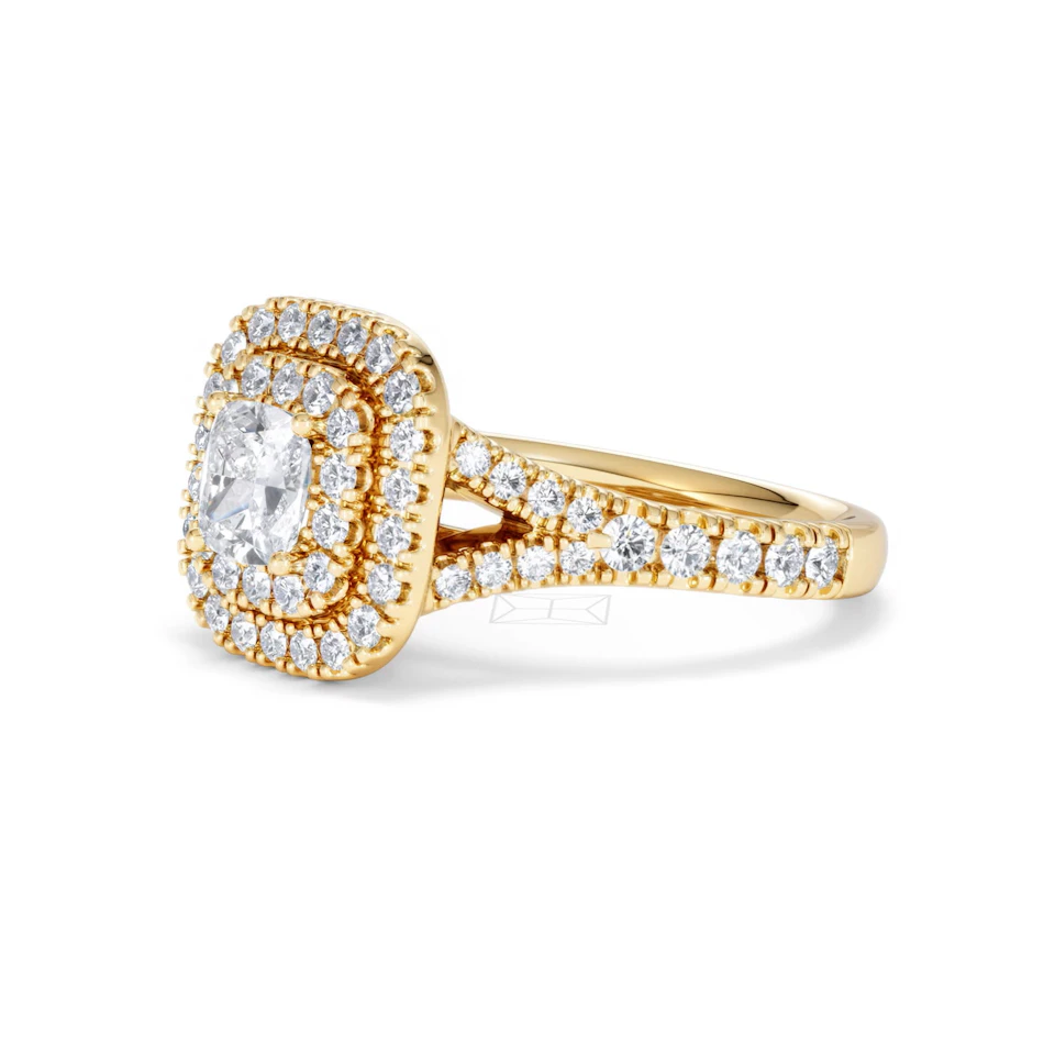 Anastasia GIA Diamond Halo Engagement Ring in 18K Gold 1.45ct G/SI2