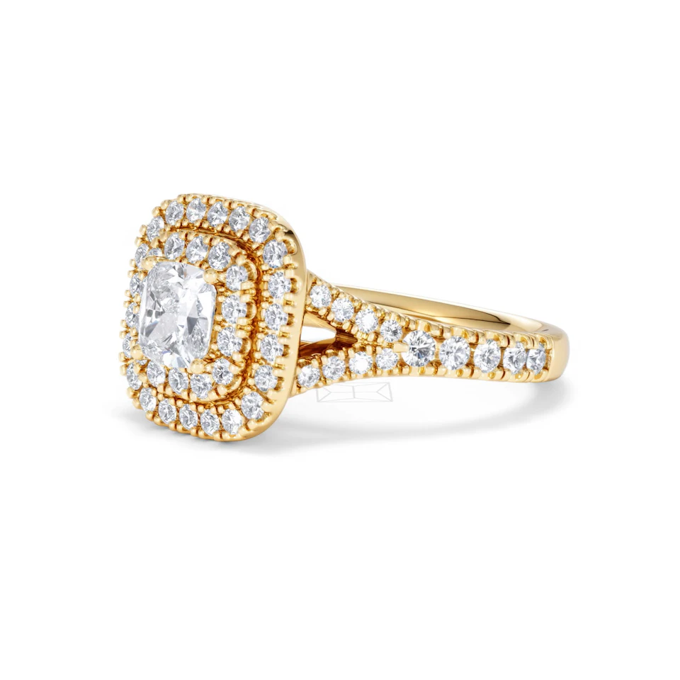 Anastasia GIA Diamond Halo Engagement Ring in 18K Gold 1.45ct G/SI2