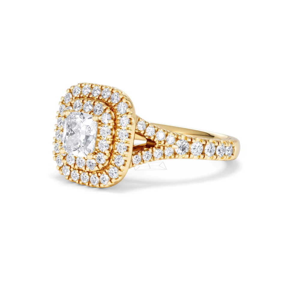 Anastasia GIA Diamond Halo Engagement Ring in 18K Gold 1.45ct G/SI2