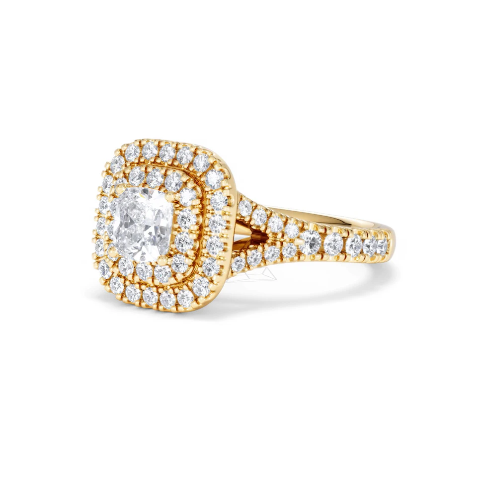 Anastasia GIA Diamond Halo Engagement Ring in 18K Gold 1.45ct G/SI2