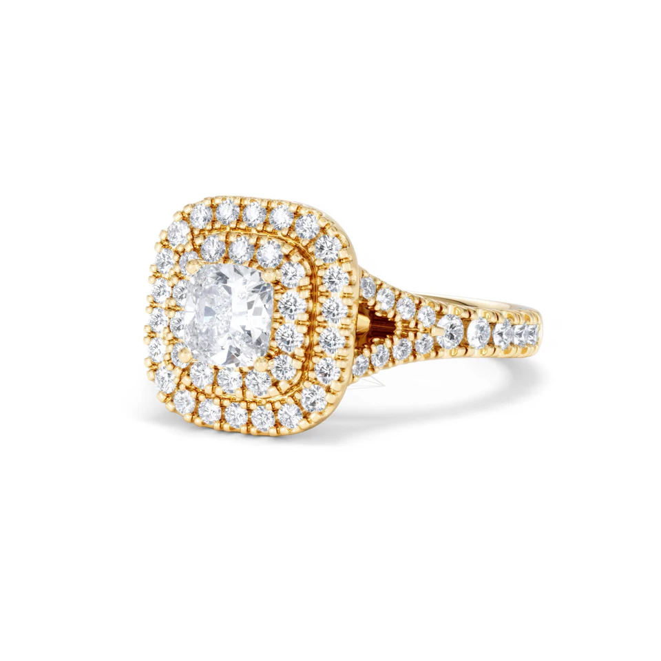 Anastasia GIA Diamond Halo Engagement Ring in 18K Gold 1.45ct G/SI2