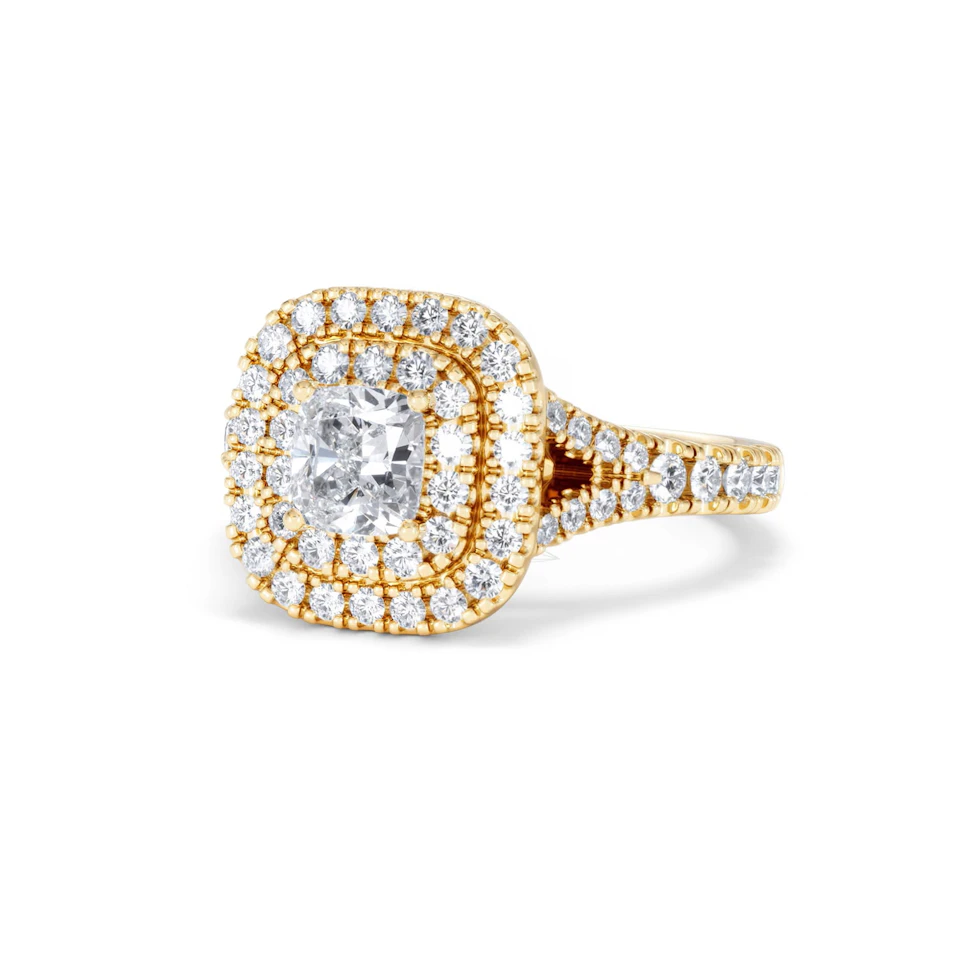 Anastasia GIA Diamond Halo Engagement Ring in 18K Gold 1.45ct G/SI2