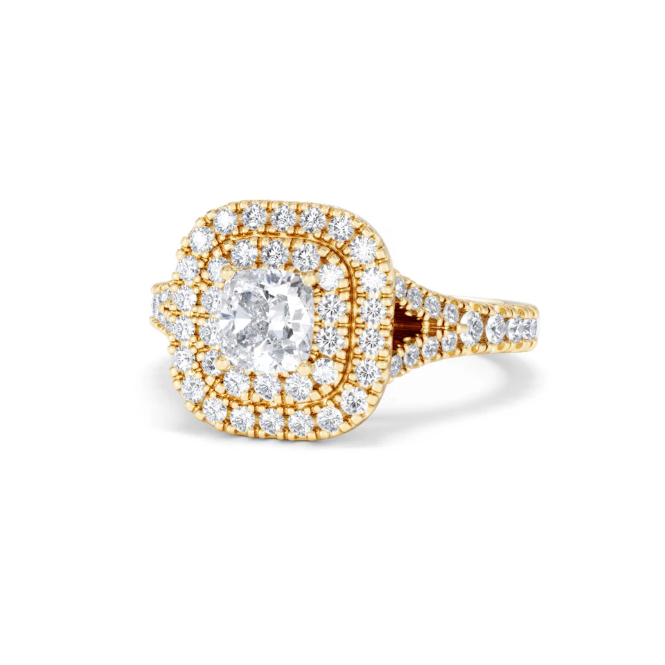 Anastasia GIA Diamond Halo Engagement Ring in 18K Gold 1.45ct G/SI2