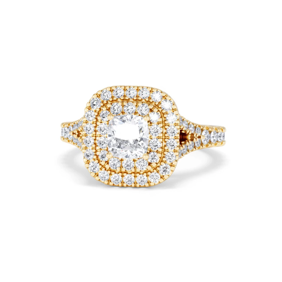 Anastasia GIA Diamond Halo Engagement Ring in 18K Gold 1.45ct G/SI2