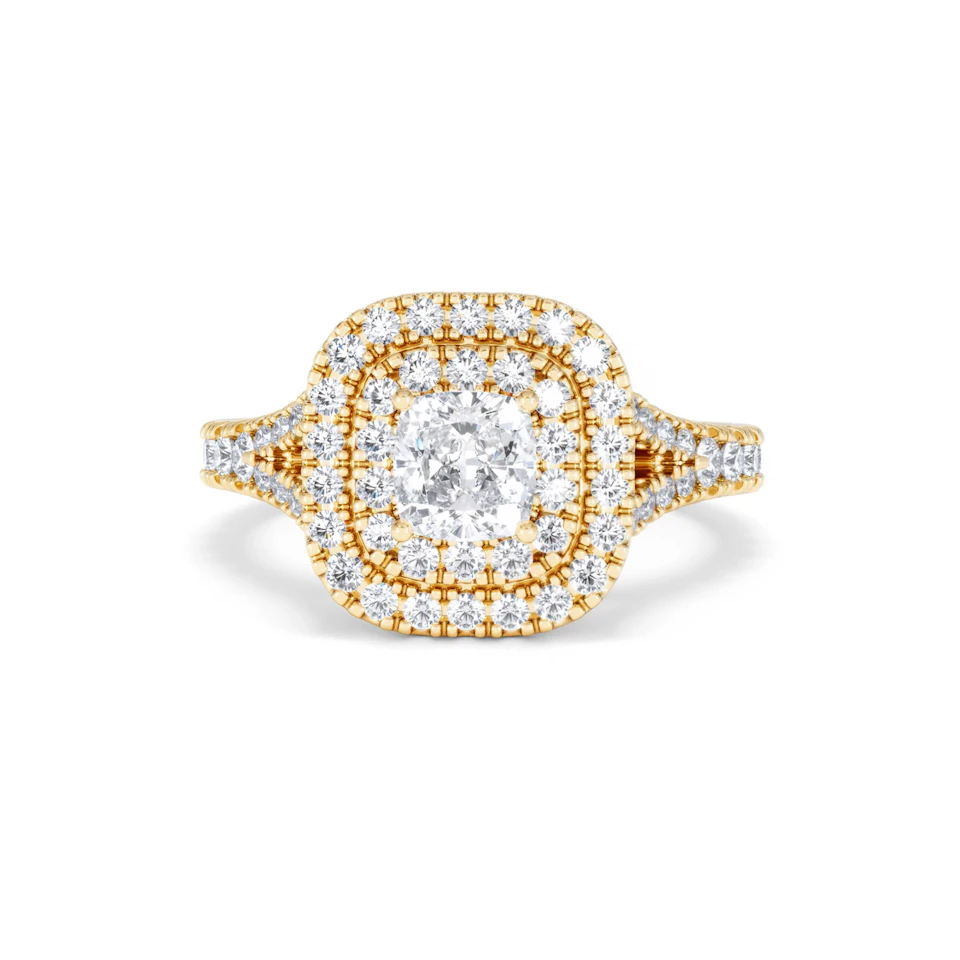 Anastasia GIA Diamond Halo Engagement Ring in 18K Gold 1.45ct G/SI2