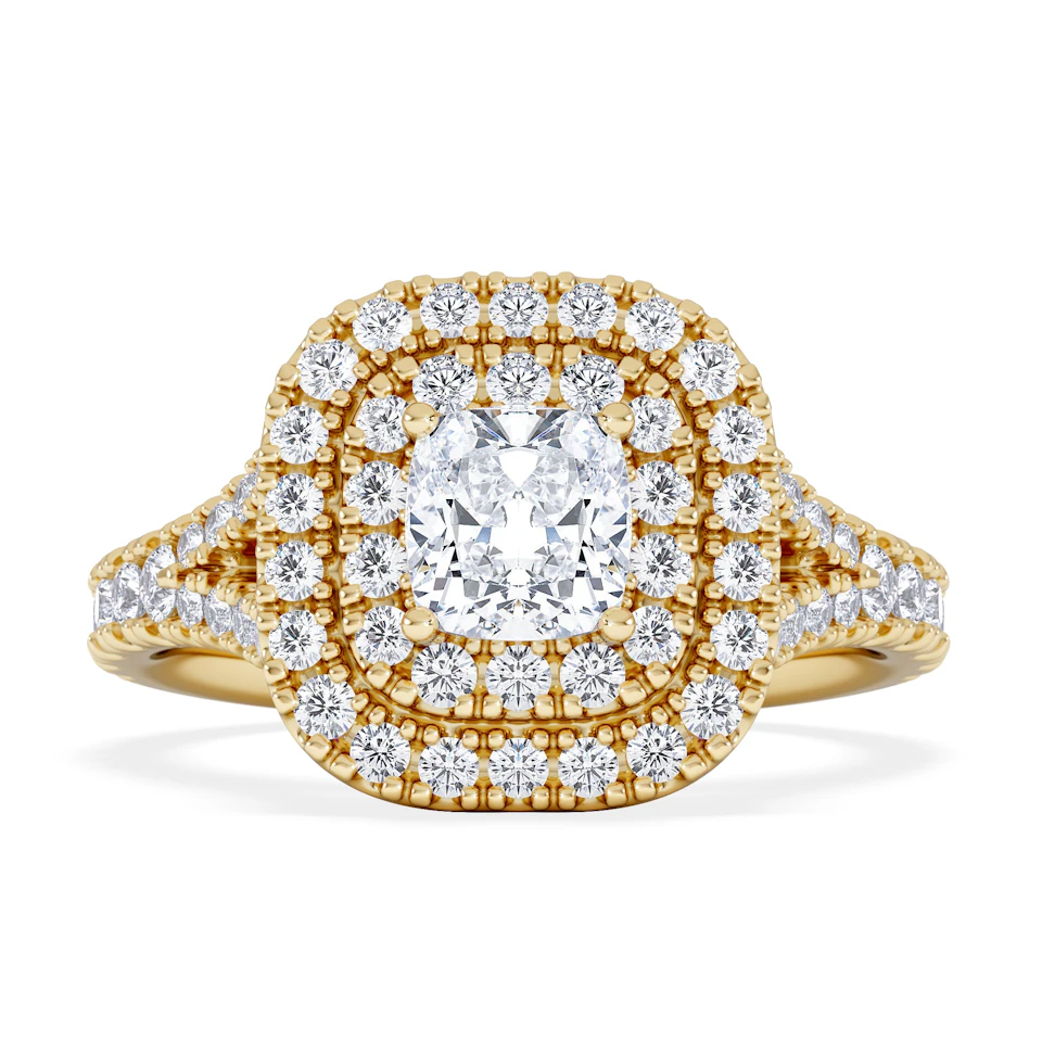 Anastasia GIA Diamond Halo Engagement Ring in 18K Gold 1.45ct G/SI2
