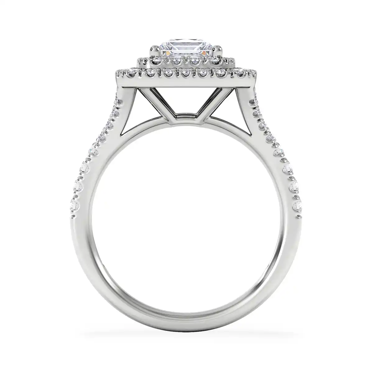 Cleopatra Lab Diamond Halo Engagement Ring 18K White Gold 1.85ct F/VS1
