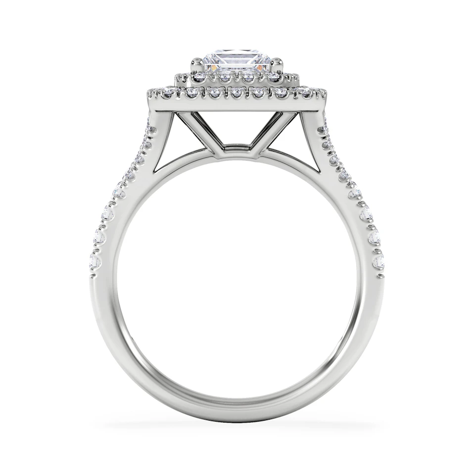 Cleopatra Lab Diamond Halo Engagement Ring in Platinum 1.85ct F/VS1