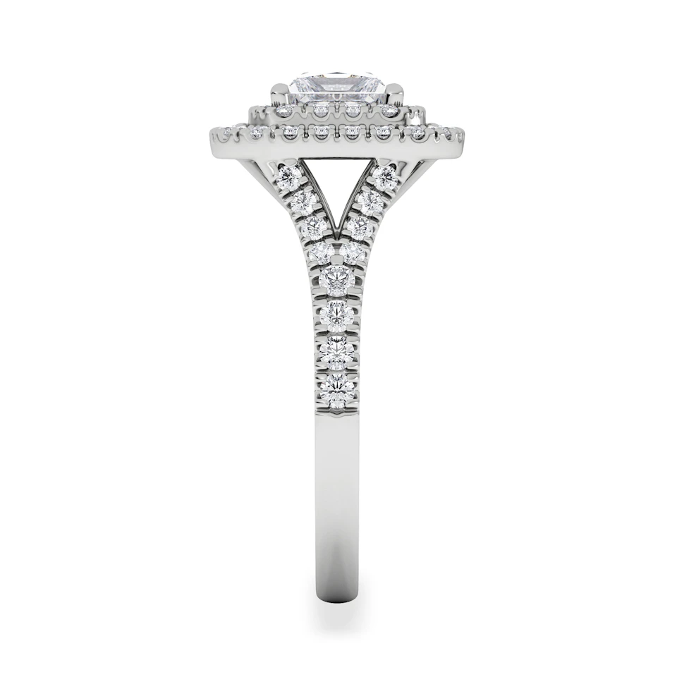 Cleopatra Lab Diamond Halo Engagement Ring in Platinum 1.85ct F/VS1