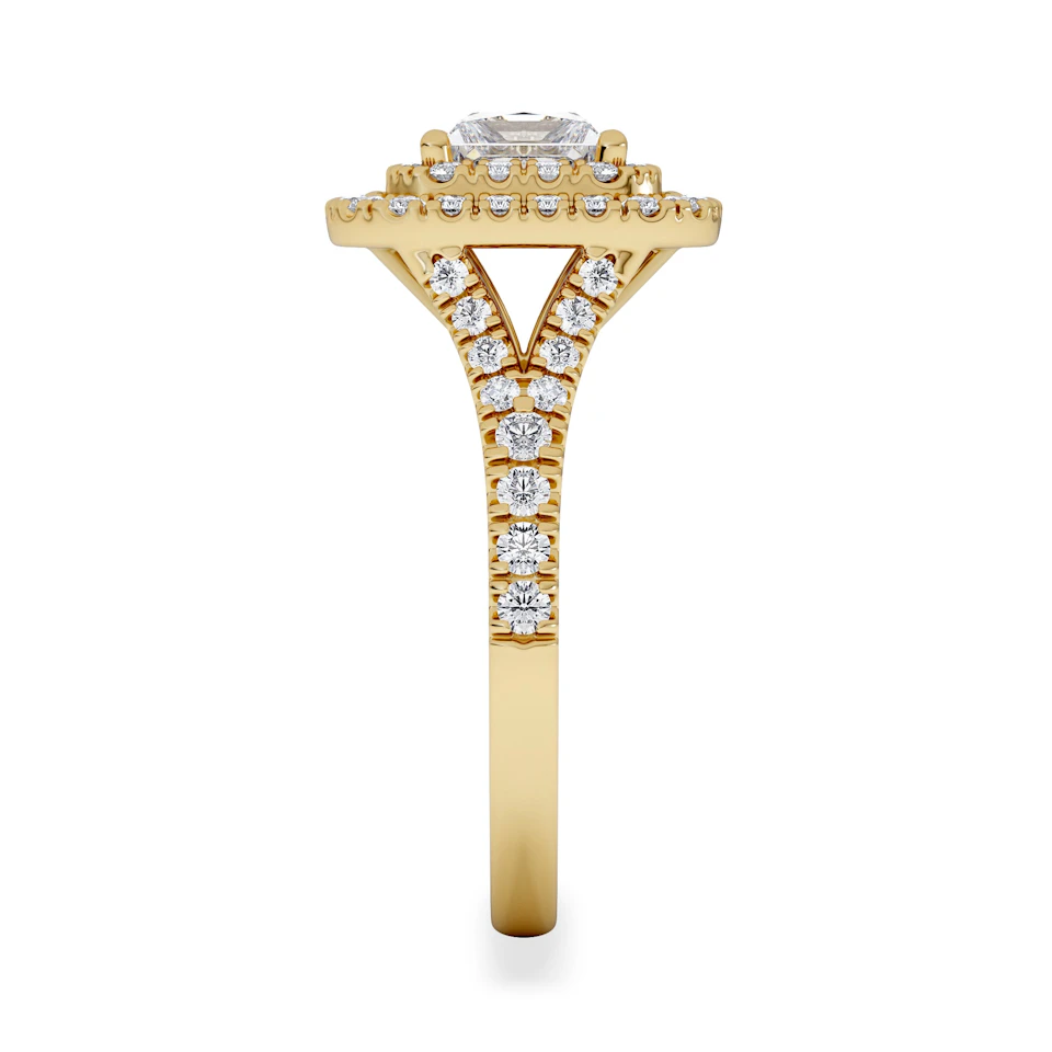 Cleopatra Lab Diamond Halo Engagement Ring in 18K Gold 1.85ct F/VS1