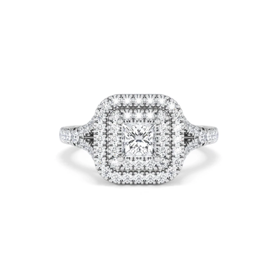 Cleopatra Diamond Halo Engagement Ring in Platinum 1.20ct G/SI2