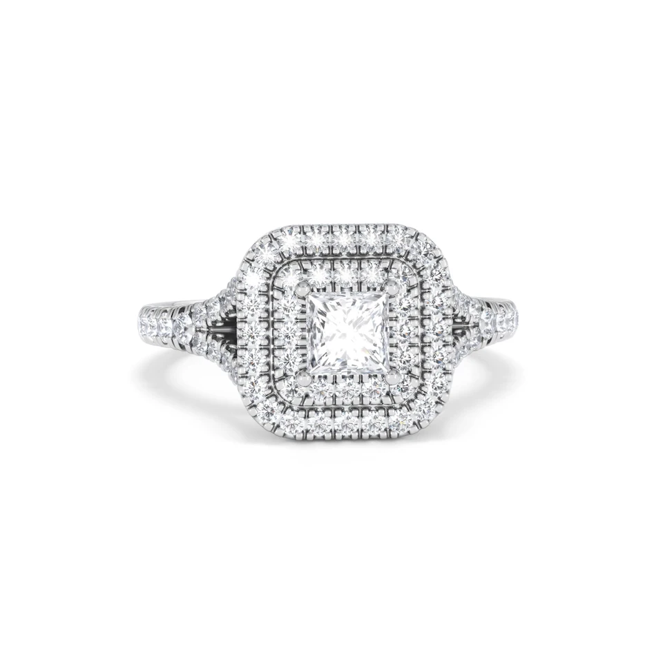 Cleopatra Diamond Halo Engagement Ring in Platinum 1.20ct G/SI2