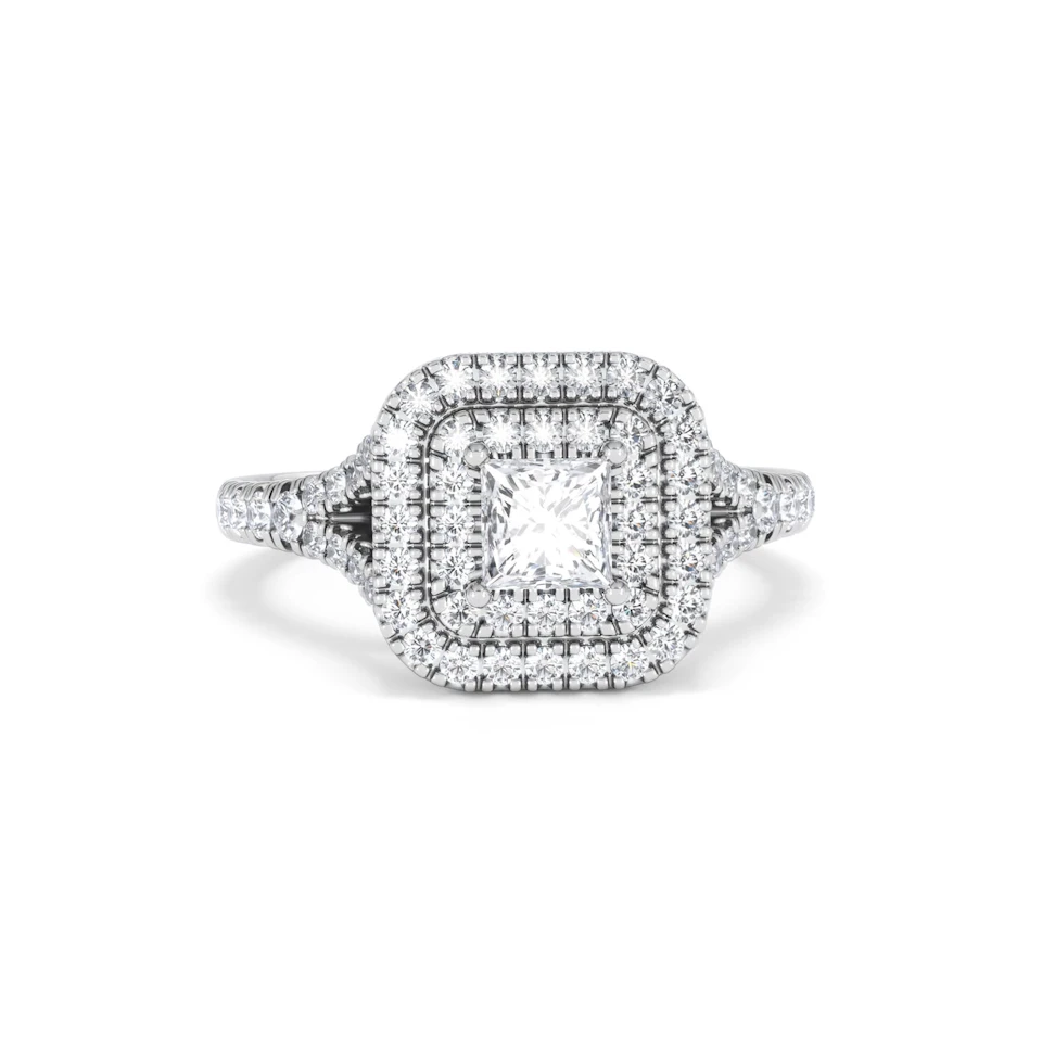 Cleopatra Lab Diamond Halo Engagement Ring in Platinum 1.20ct F/VS1