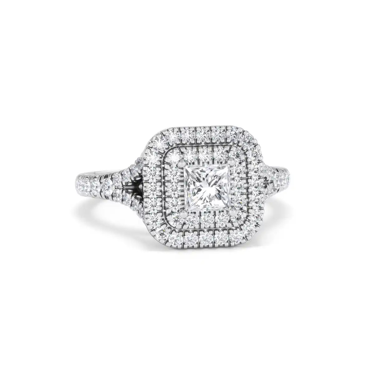 Cleopatra Diamond Halo Engagement Ring in Platinum 1.20ct G/SI2