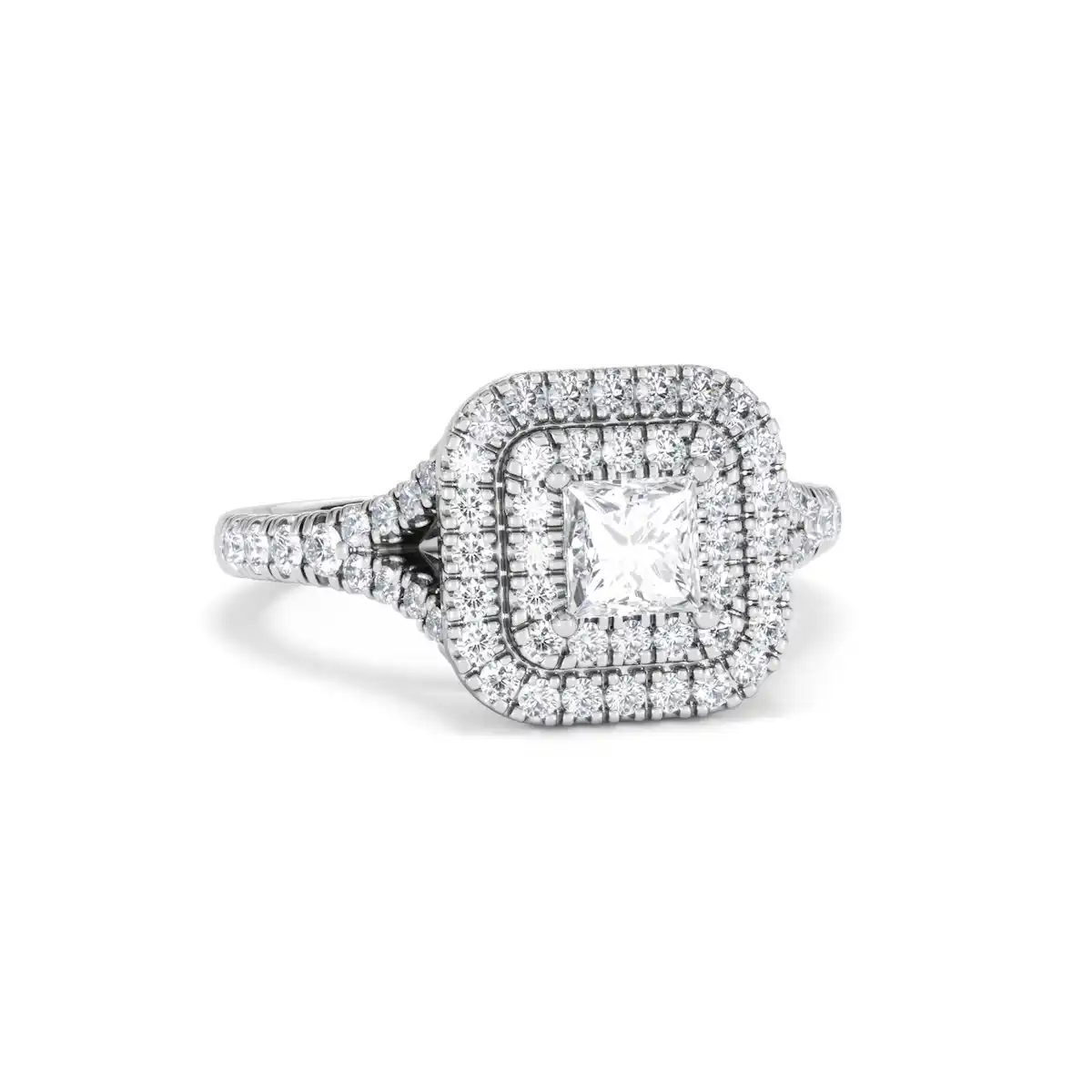 Cleopatra Lab Diamond Halo Engagement Ring in Platinum 1.20ct F/VS1