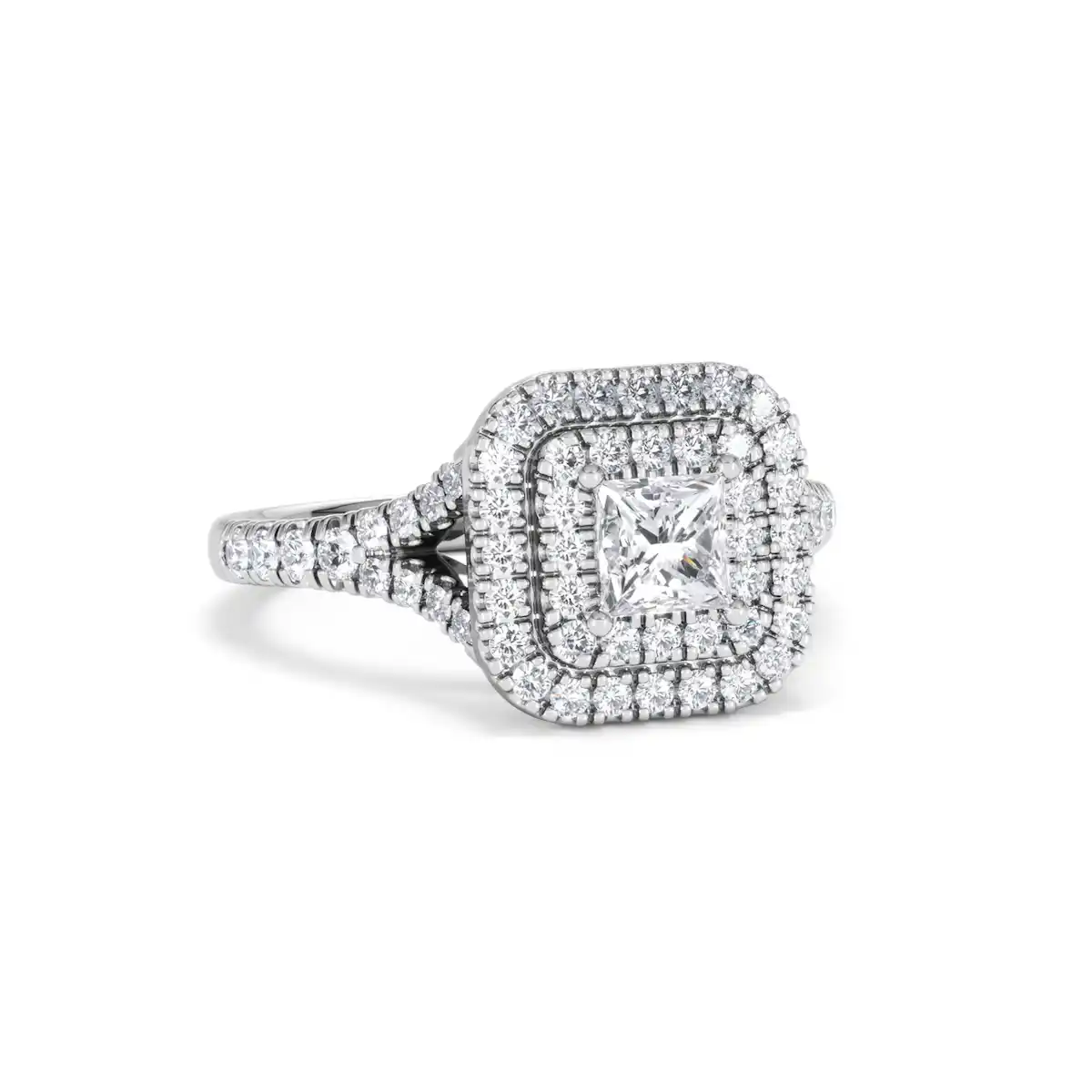 Cleopatra Diamond Halo Engagement Ring in Platinum 1.20ct G/SI2
