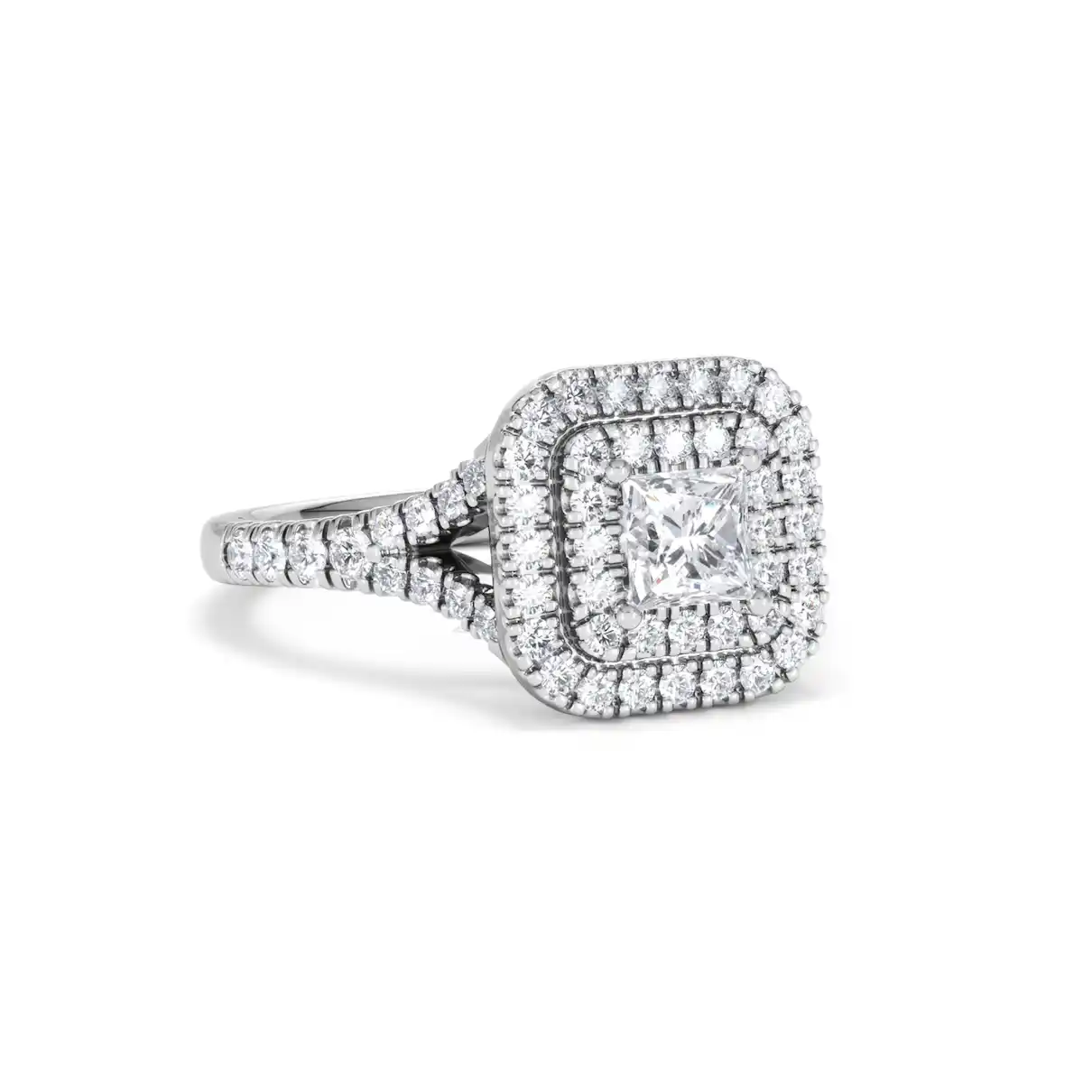 Cleopatra Diamond Halo Engagement Ring in Platinum 1.20ct G/SI2