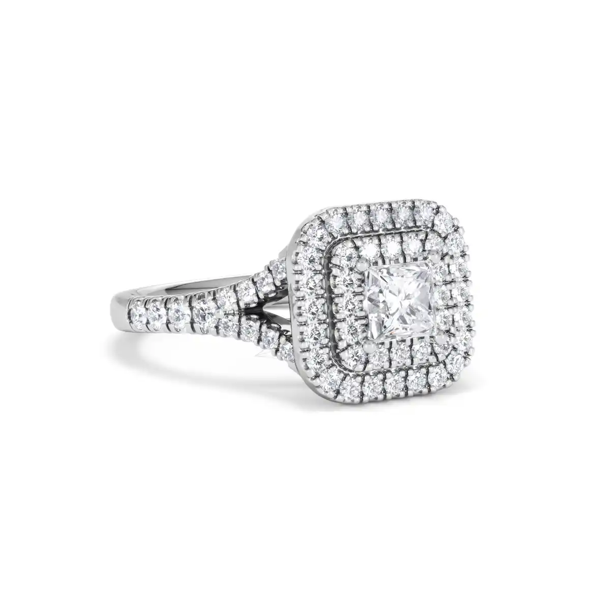 Cleopatra Lab Diamond Halo Engagement Ring in Platinum 1.20ct F/VS1