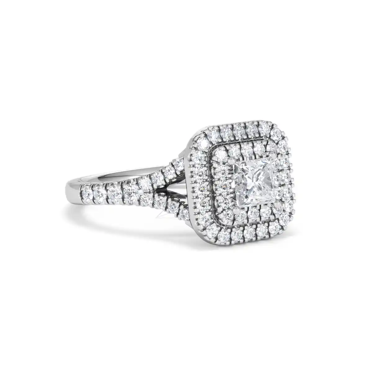 Cleopatra Lab Diamond Halo Engagement Ring in Platinum 1.20ct F/VS1