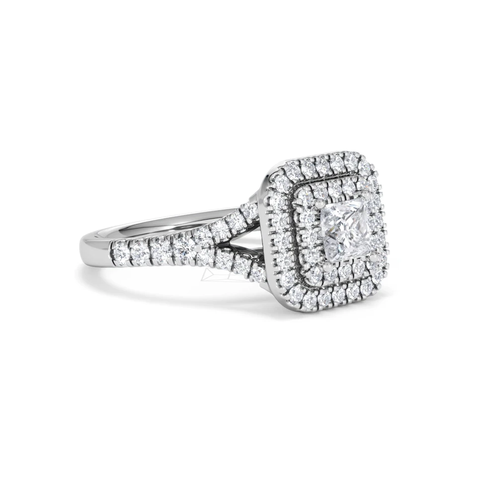 Cleopatra Diamond Halo Engagement Ring in Platinum 1.20ct G/SI2