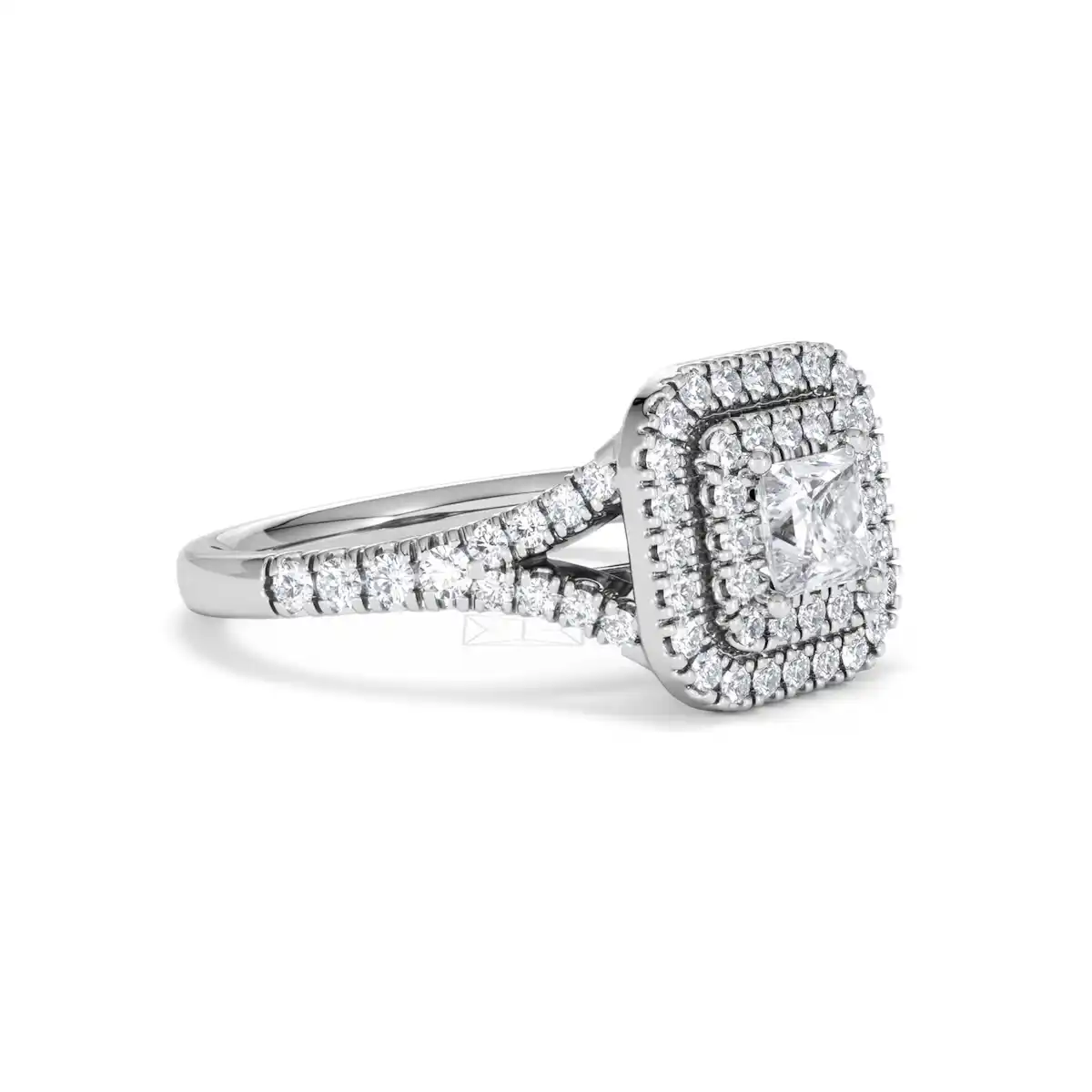 Cleopatra Diamond Halo Engagement Ring in Platinum 1.20ct G/SI2