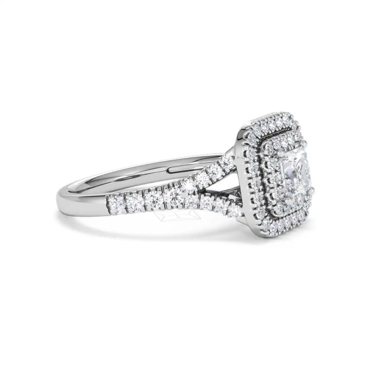 Cleopatra Lab Diamond Halo Engagement Ring 18K White Gold 1.20ct F/VS1