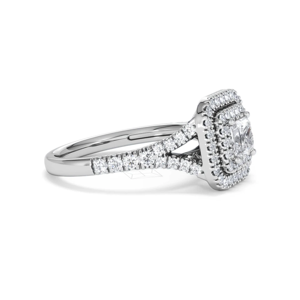 Cleopatra Lab Diamond Halo Engagement Ring in Platinum 1.20ct F/VS1